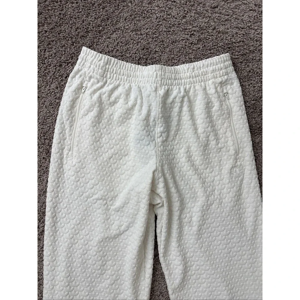 Adidas Q12 Monogram Track Pants Men Medium Cloud White Embossed Logo Originals M